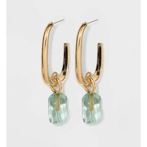 A New Day Transparent Drop Earrings Mint Green Crystal NWT